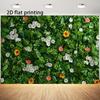 2D Plant Wall with Colorful Daisies Backdrop, Lush Green Leaf Photography Background