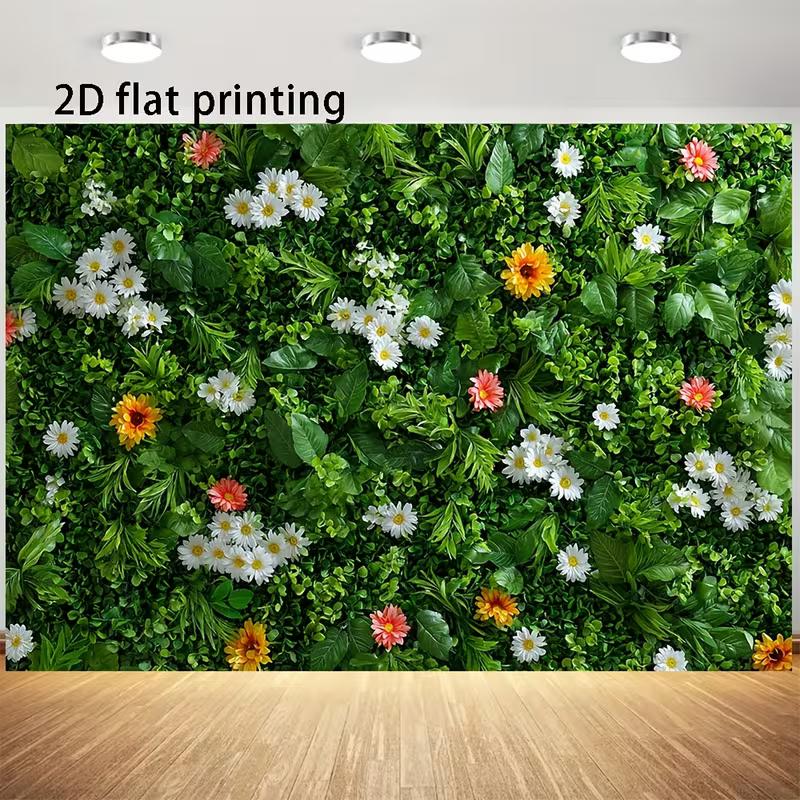 

2D Flower and Green Leaf Wall Photo Backdrop for Spring and Nature Themed Photoshoot 47.2x31.5inch/120*80cm
