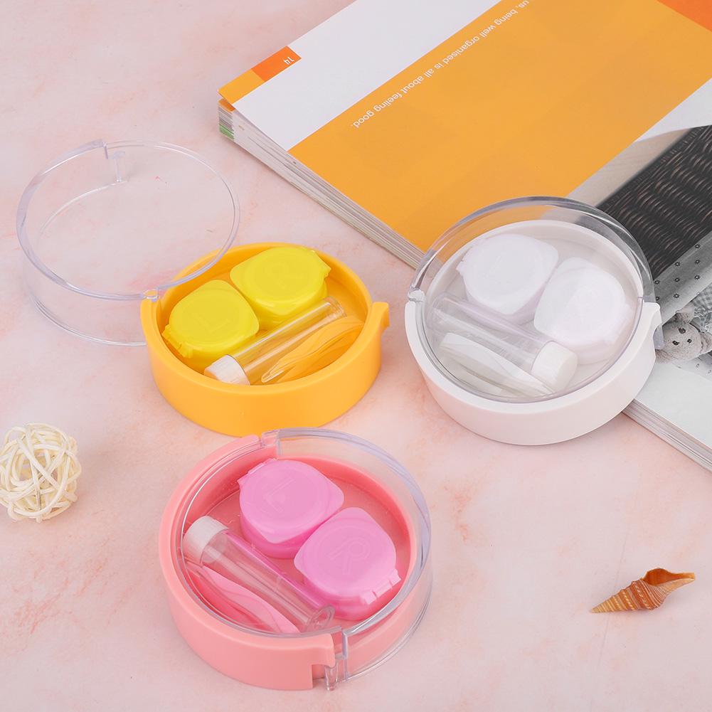 Portable Round Transparent Cover Contact Lenses Storage Box Case Container Holder