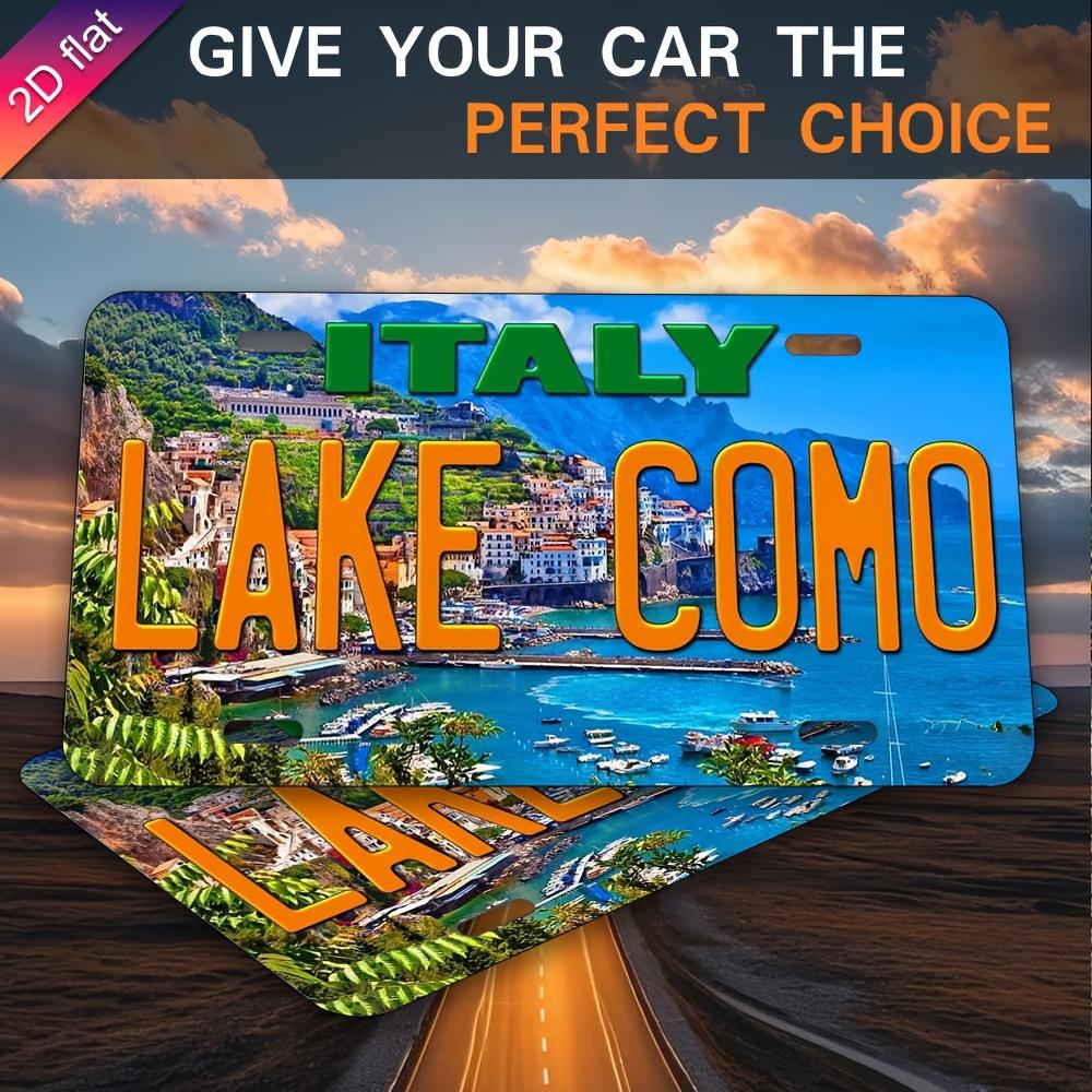 

D Flat Printing Vibrant ITALY LAKE COMO with Scenic Lakeside Town Illustration Aluminum Tin Painting License Plate Style Ita 15x30cm(5.9x7.8inch)