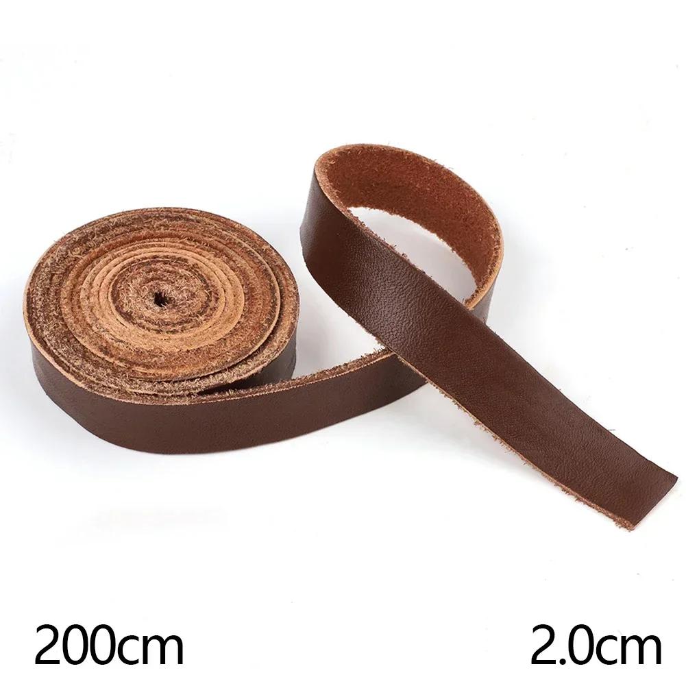 Universal 2Meters Single Sided Flat Cord Genuine Cow Leather Straps Strips DIY Clothing Making Bag Handles Belt Crafts Accessory