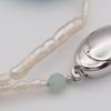 Used W739 Freshwater Pearl Shell etc. Natural Stone SILVER TOP ~~ Engraved Necklace Turquoise Style Engraving Heart Clover Design Silver June