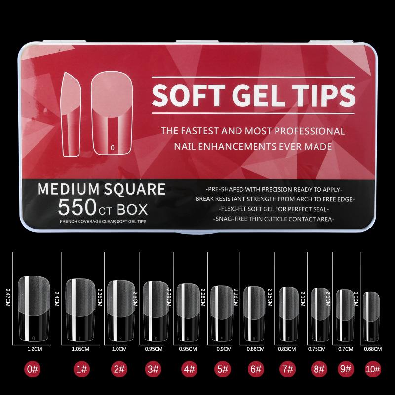 550-Piece Set of Ultra-Thin, Semi-Matte, Long, Pointed Ballet False Nail Tips