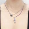 Super Fairy Purple Tulip Zircon Necklace Women's Splicing Double-layer Collarbone Chain Sweet and Cool Personality Versatile Neck Jewelry