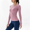 Womens Long Sleeve Yoga Top High Elastic Slim Fit Quick Dry Sports Shirt Running Gym Workout