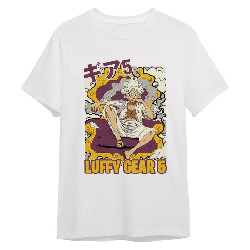 

One Piece Обезьяна Д. Луффи Гир 5 Винтажная Футболка Мужская Женская 100% Хлопок Аниме Графическая Футболка Оверсайз Уличная Одежда Короткий Рукав S