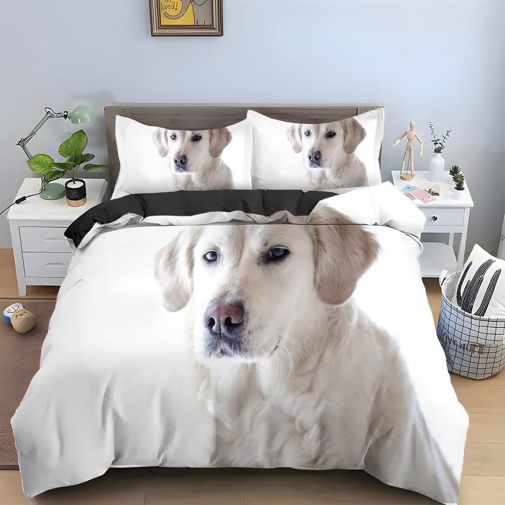 Labrador Dog Duvet Set 3D Digital Printing Bedding Set Three-Piece Bedroom Decoration
