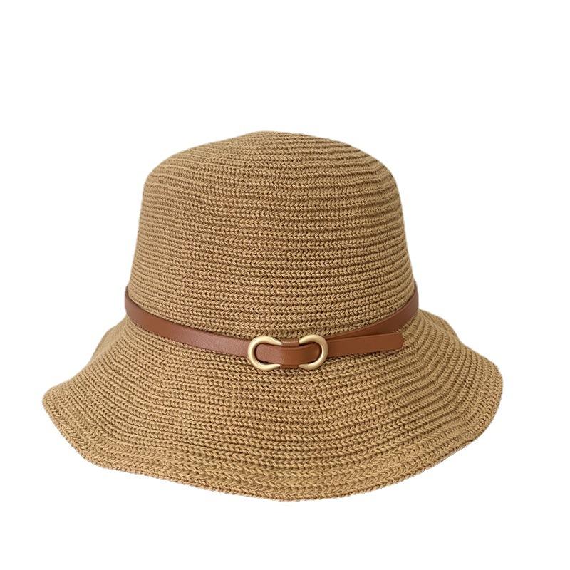 Gürtel wellige Kante gestrickter Eimerhut Damen Herbst und Winter faltbar retro vielseitig lässig Sonnenschutz Beckenhut