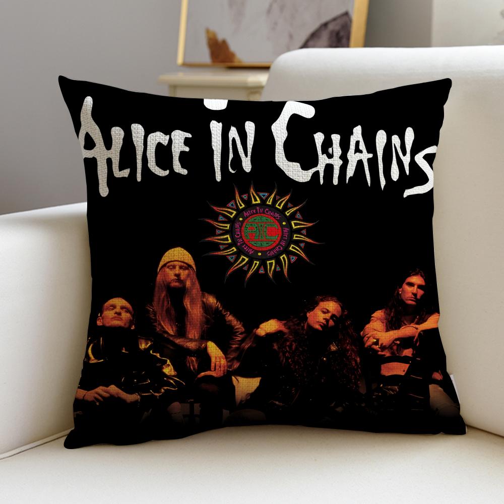 Grunge AAlice In ChainsS Cushion Cover Breathable and Skinfriendly Linen Pillowcase Square Removable and Washable Cushion