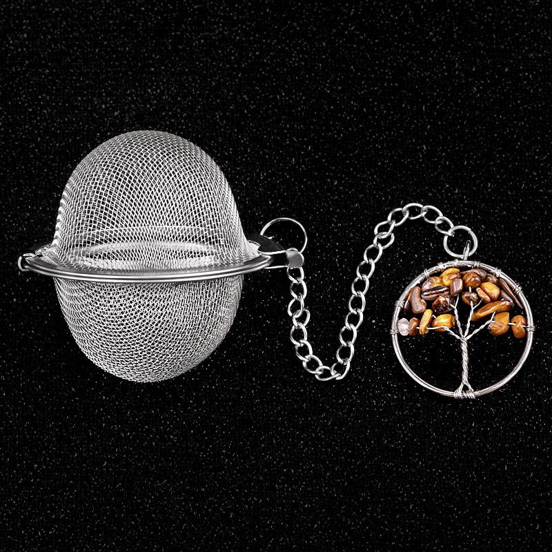 Tea Strainer Natural Stone Tree Of Life Stainless Steel Strainer For Making Tea Seasoning Bag Spice Box Accessory