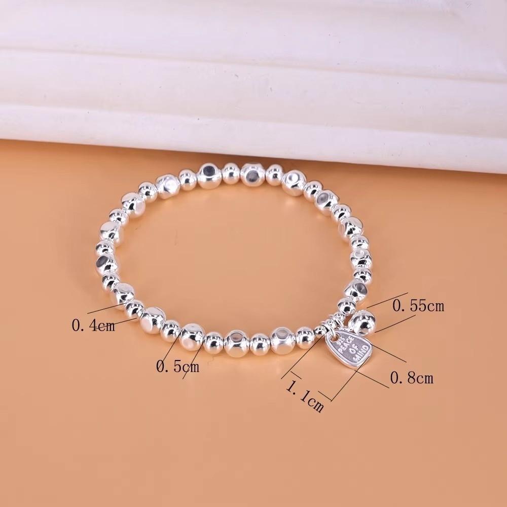 Silver-plated Bead Bracelet Geometric Pendant Alloy Pendant Charm Bracelet Jewelry String Accessories Square Bead Bracelet Women