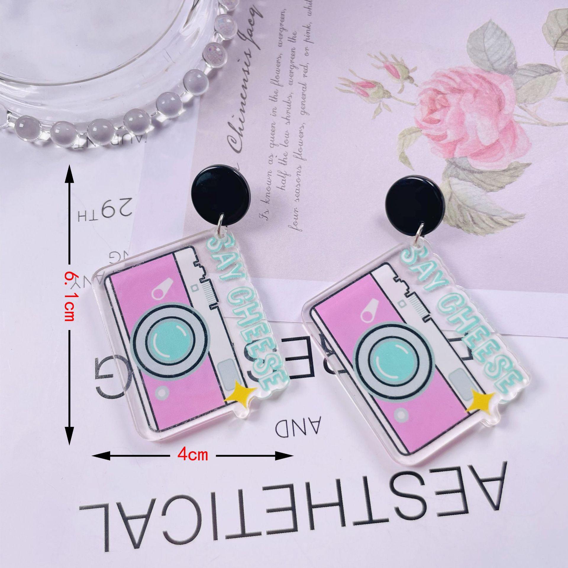 Summer Cute Fun Graffiti Transparent Acrylic Ice Cream Earrings Women S Simple Versatile Silver Needle Earrings Cute Wind