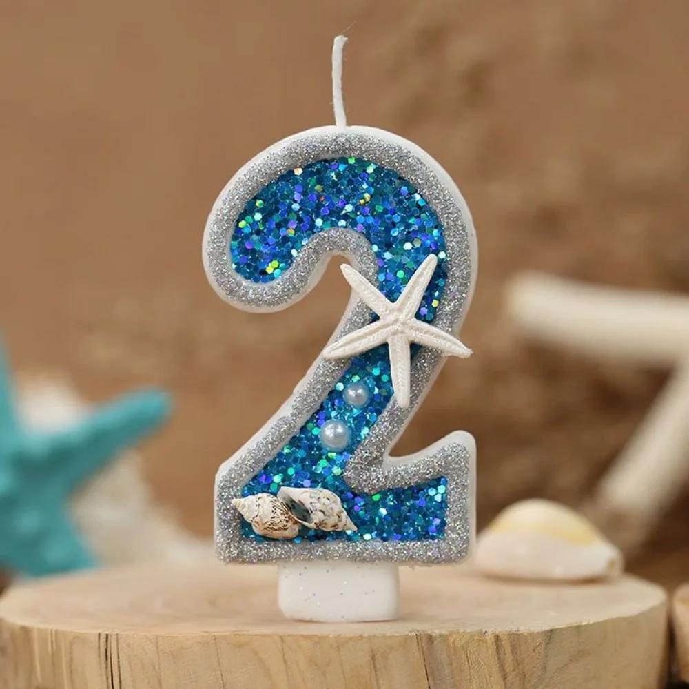 Ocean Starfish Conch Digital Candle, New Birthday Candle Creative Digital Handmade Candle Cakes Decoration Candle Ornament