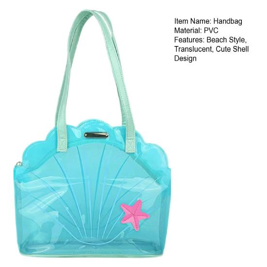 Mavi Deniz Kabuğu Çanta Şeffaf El Çantası Kadın Yazlık Sevimli Tote Kız Çocuklar İçin Su Geçirmez Omuz Çantası Seyahat Plaj Yüzme Havuzu İçin