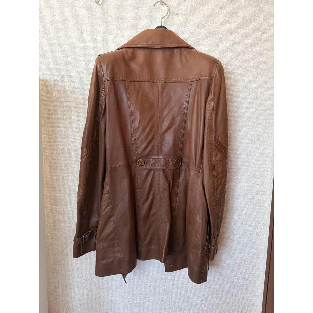 Used [Top Grade Lamb Leather] KIRCILAR Turkish Genuine Leather Double Breasted Coat Brown M