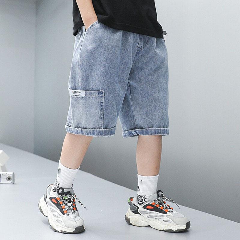 Sweat Pants Kids Boys Denim Shorts Boys Straight Jeans Shorts Summer Casual Short with Pocket Pants for Kids Boys