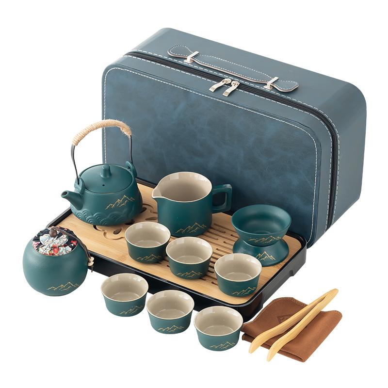 Retro ceramic elegant coarse pottery tea set business high-end souvenir