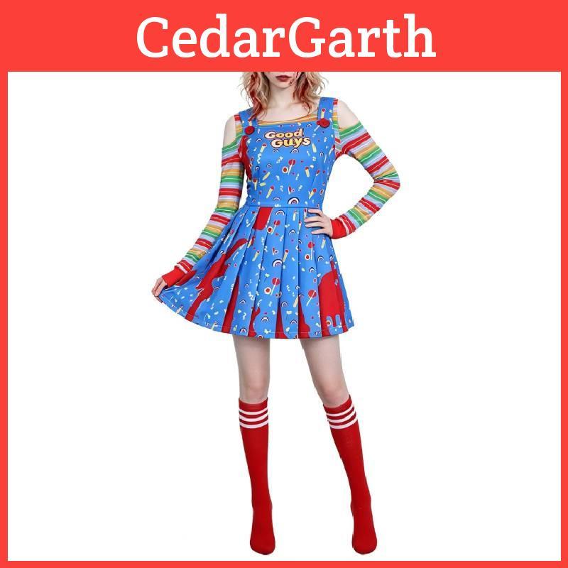 Childs Play Chucky Cosplay Dress With Polyester Fabric For Halloween Costumes