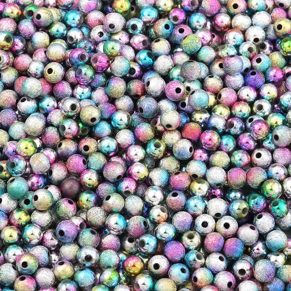 100pcs Acrylic Beads 6mm Colorful Glossy Wrinkle Round Loose Beads For Jewelry Making DIY Necklace Bracelet Earrings Accessories