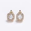Earrings With Diamonds, Square Gold-Plated Earrings, Women'S Simple Temperament, No Ear Piercings, Earrings.