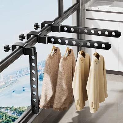 Perchero giratorio plegable para ropa, perchas para ropa, colgador montado en la pared, tendedero, organización de ropa de aluminio que ahorra espacio