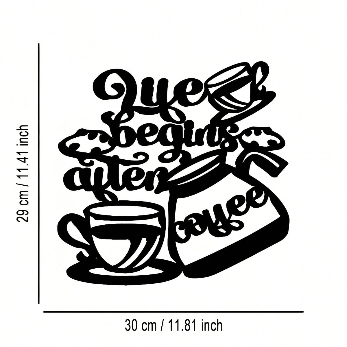 Metal Wall Art Plaque Life Begins After Coffee Sign Home Decor Gift разноцветный