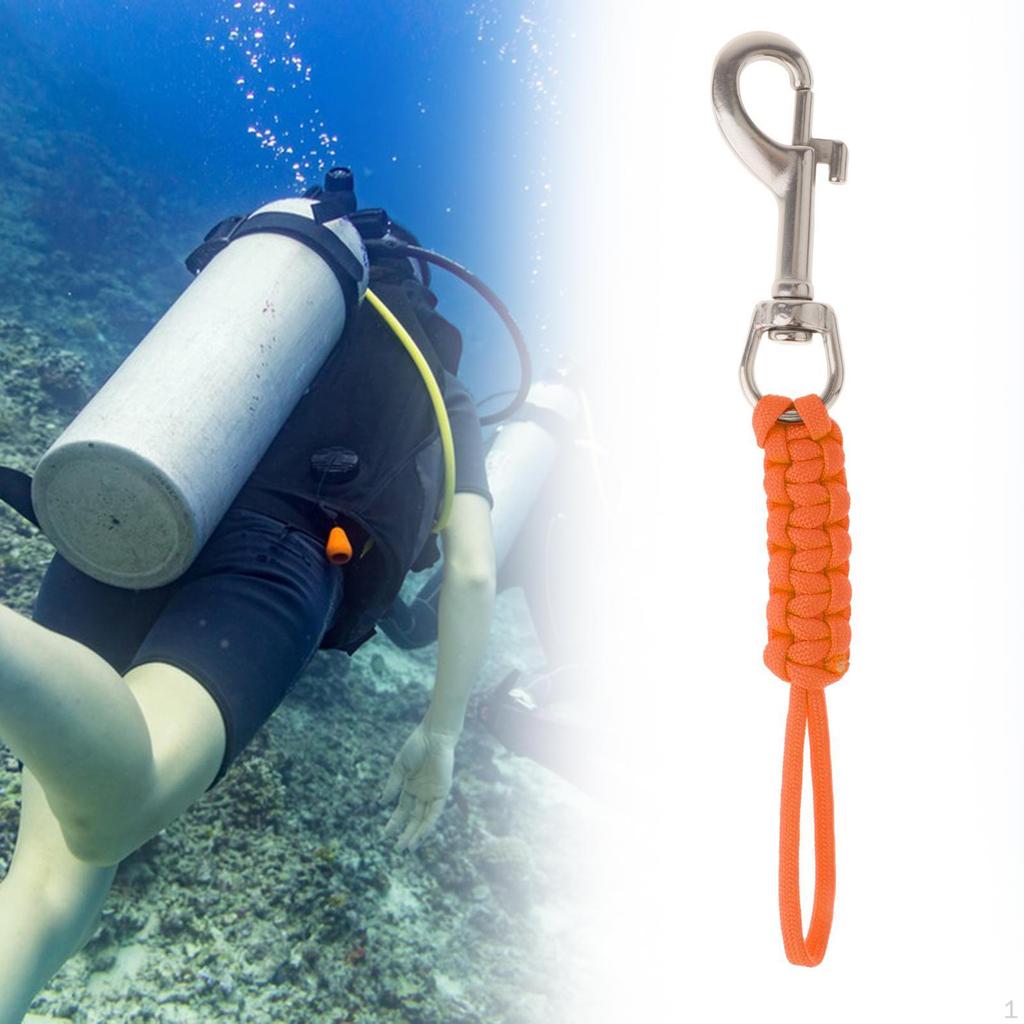 Scuba Diving Snap Hook Single Ended Flag Clips Water Sports Paracord Lanyard Balck