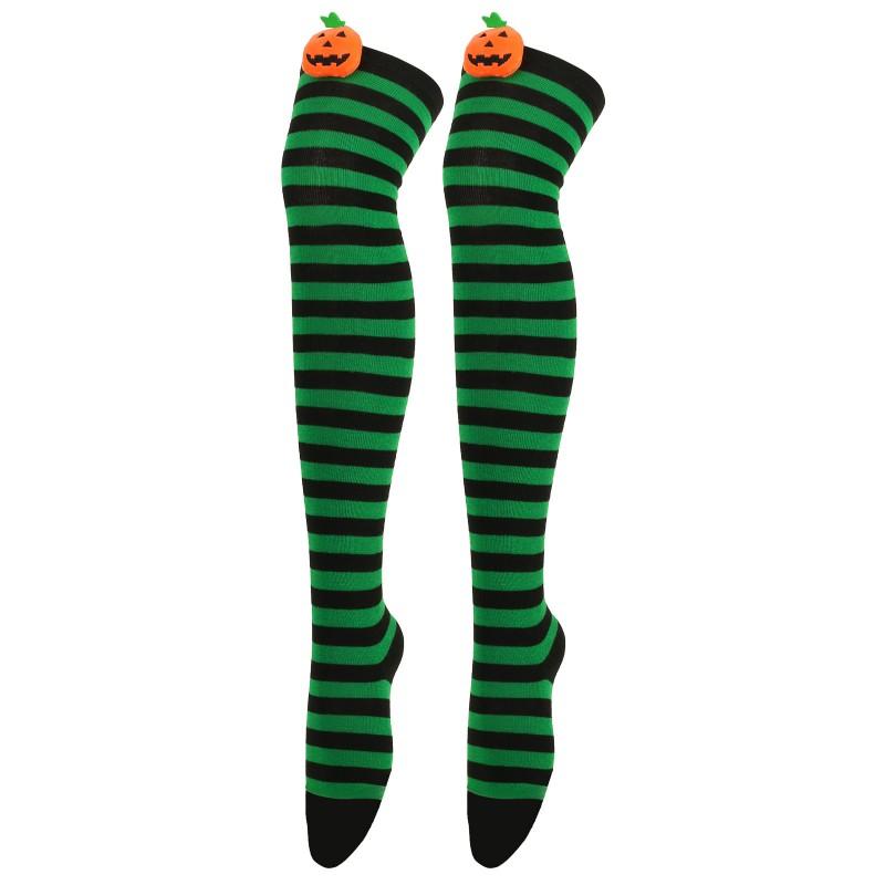 Halloween Striped Over Knee Socks Cartoon Demon Casual Women