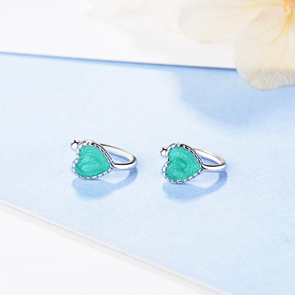 Todorova Pink Green Enamel Love Heart Clip On Earrings Without Piercing Women Earrings No Hole Ear Clip