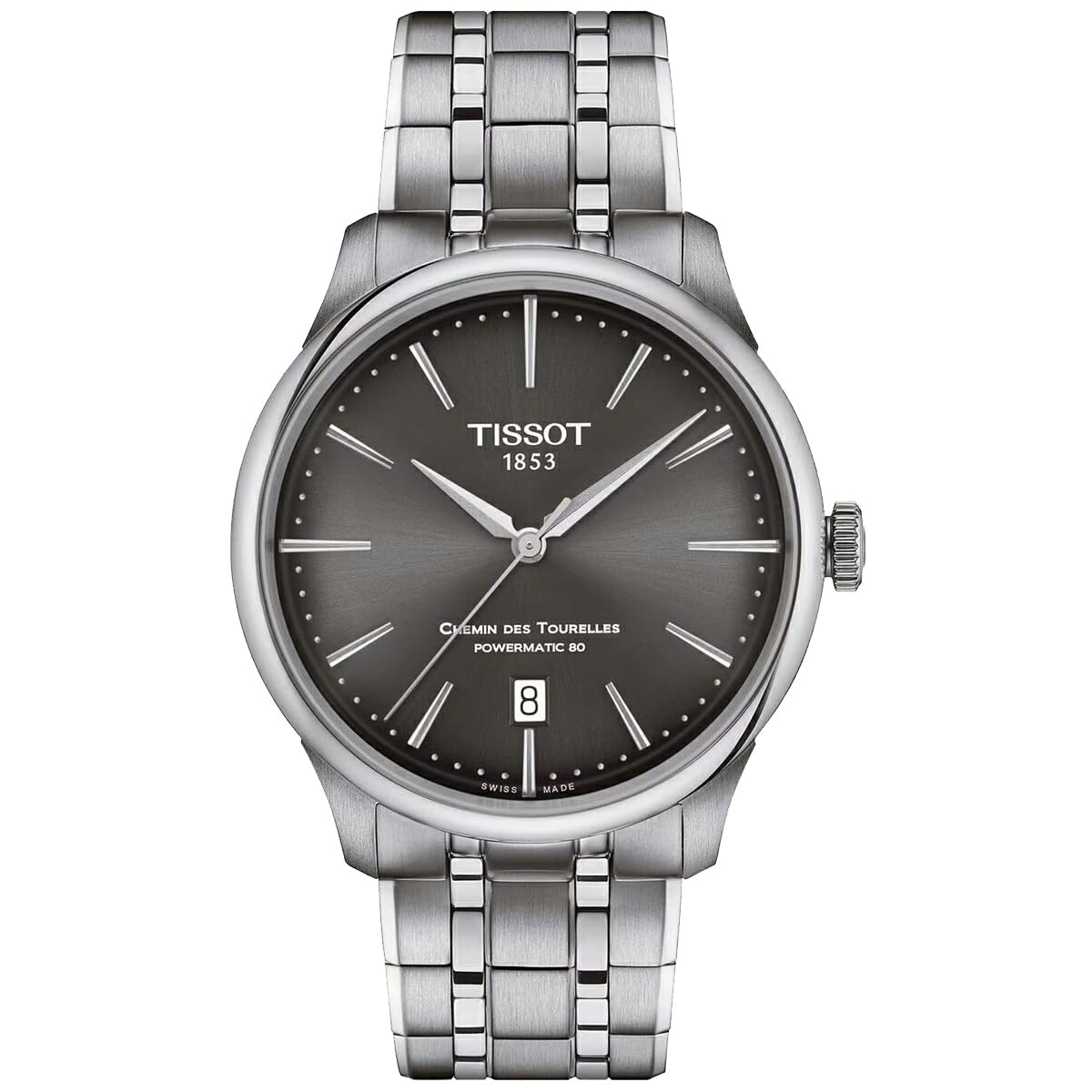 

Чоловічий годинник Tissot Chemin des Tourelles Powermatic 80, 39 мм, сірий циферблат, браслет, T1398071106100 [Офіційний імпорт]