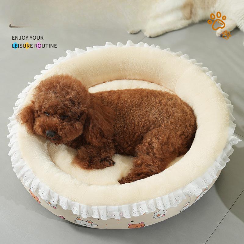 Winter Katzenzwinger Haustier Warmes Nest Kaninchen Samt Blumiger Rock Haustierbedarf Schlafmatte für Alle Jahreszeiten