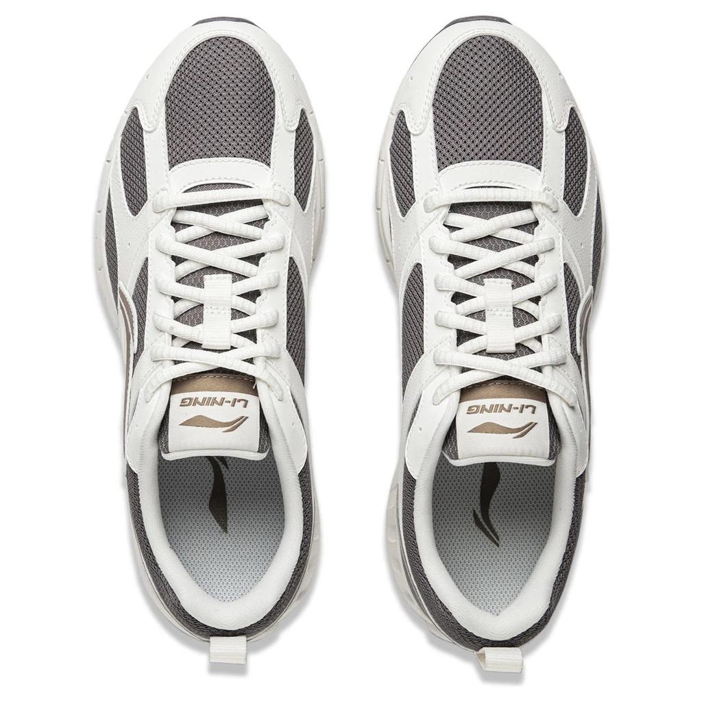 New LiNing Shock Absorbers Slip Resistant Abrasion Resistant Breathable Low Top Running Shoes Men's White Gray ARSU067-4