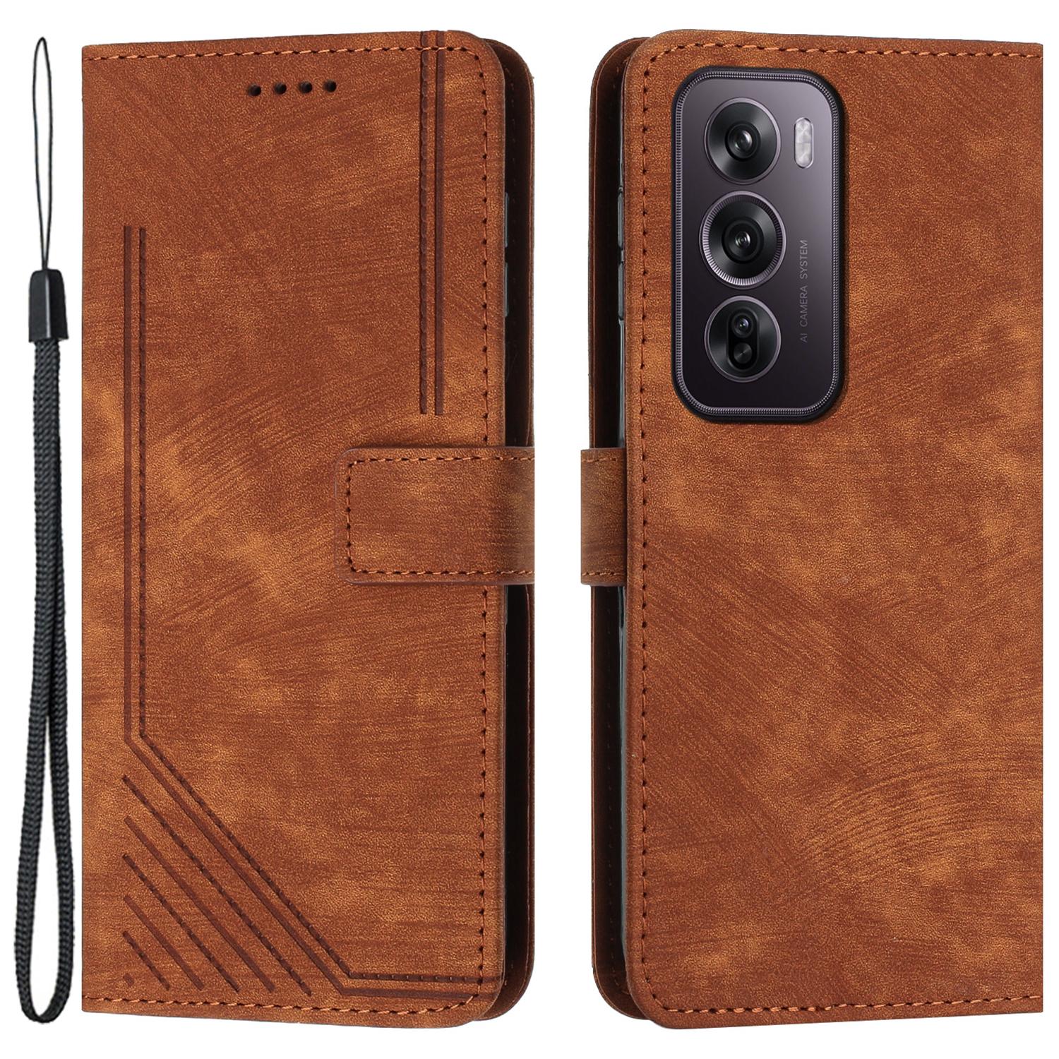 

For Oppo Reno12 Pro 5G (Global) Case Skin-Touch PU Leather Wallet Anti-scratch Cell Phone Cover Brown