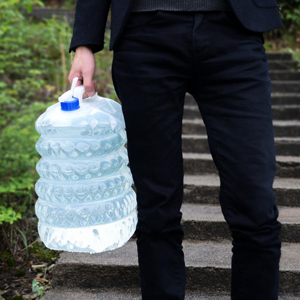 5L-15L Outdoor Collapsible Water Bag Camping Foldable Water Containers Drinking Multifunction Telescopic Storage Water Bottle