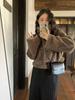 Vintage Cropped Stand Neck Loose Casual Jacket Japanese Streetwear Fashion Fluffy Coats Y2k Aesthetic Grunge Women Chaqueta Coat
