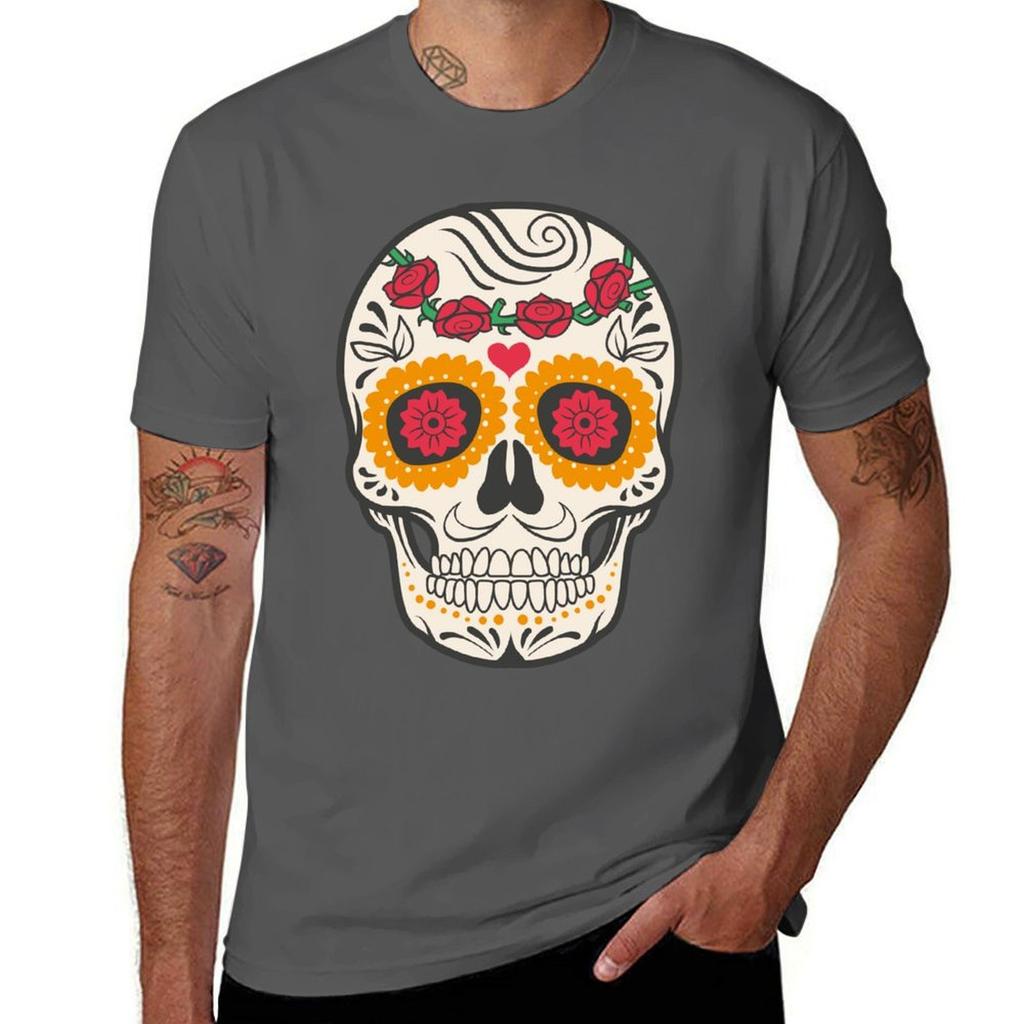 Skull Rose Tshirt Casual Street Style Short Sleeve Tee
