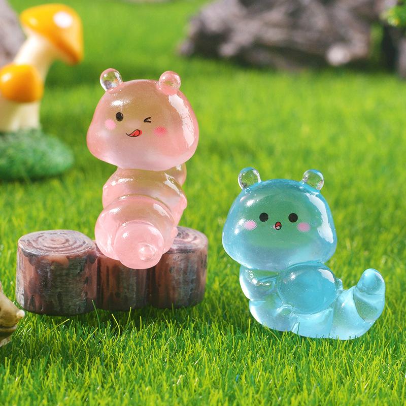 Cute Luminous Caterpillar Garden Doll House Cute Resin Mini Figurine
