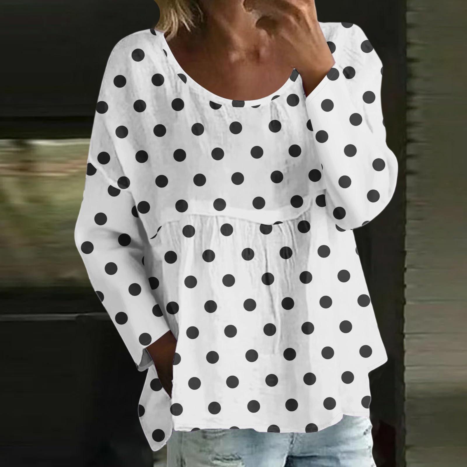 

Женский повседневный модный свободный топ с круглым вырезом и цветочным принтом, с длинным рукавом M белый