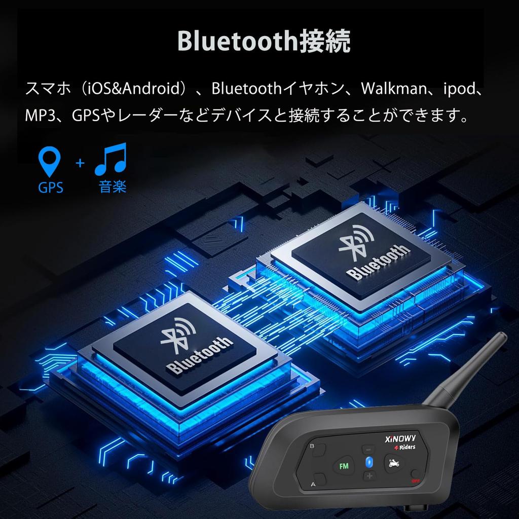 Mihono 4Riders Interphone V4 Motorrad-Touring Simultan FM IP65 Bluetooth Japanische Bedienungsanleitung Zulassung 1 Stück Gegensprechanlage, Kompatibel,