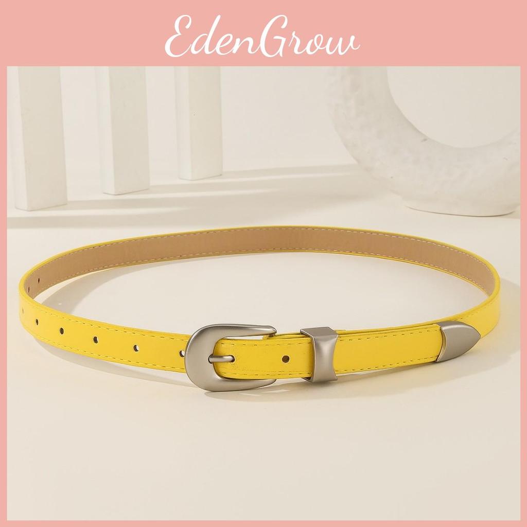 Simple Solid Color Metal Buckle Decoration Women Casual Belt For Denim Outfits