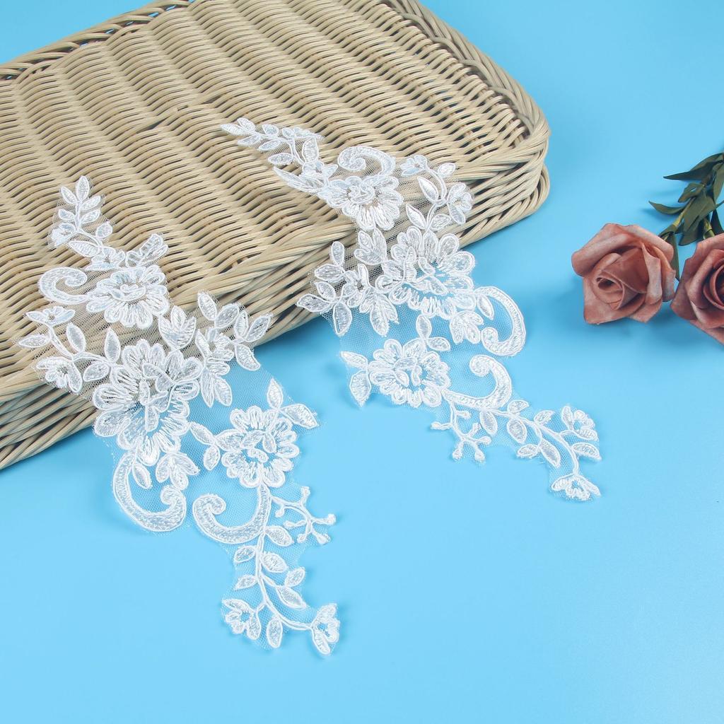 Ancient Style Embroidery Applique To Flower Chinese Style Bridal Head Jewelry Performance Dress Decoration Applique Lace Flower Clothing Accessories