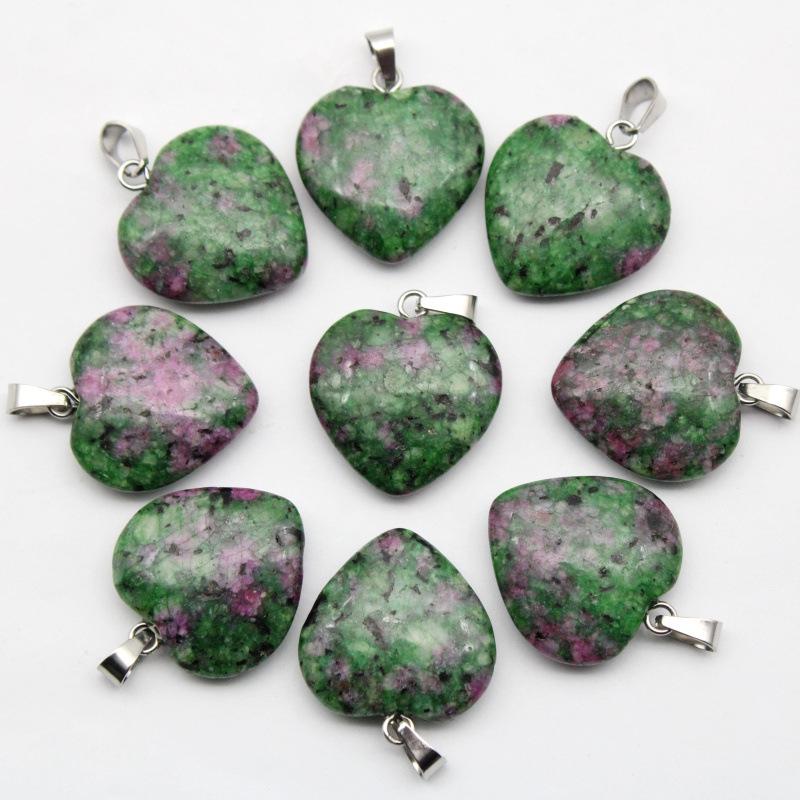 20MM Herzförmiger Naturstein Anhänger: Achat, Rosenquarz, Aquamarin, Pfirsichherz Schmuck