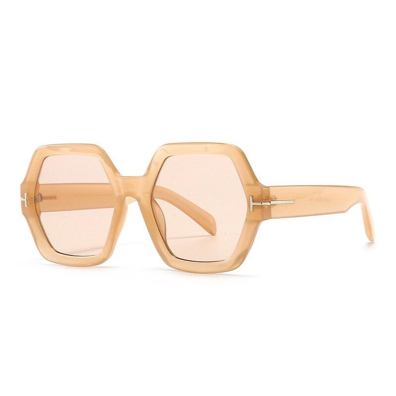 SO&EI Mote Polygon Square Dame Solbriller Retro Merke Designer Jelly Tea Eyewear Menn Gradient Solbriller Shades UV400