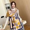 Gradual change flower imitation cashmere scarf women's high sense double-sided jacquard shawl retro scarf