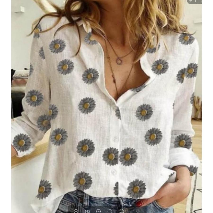 Polka Dot Printing Casual Long-sleeved Linen Shirt Women's Autumn and Winter New Women's Clothing