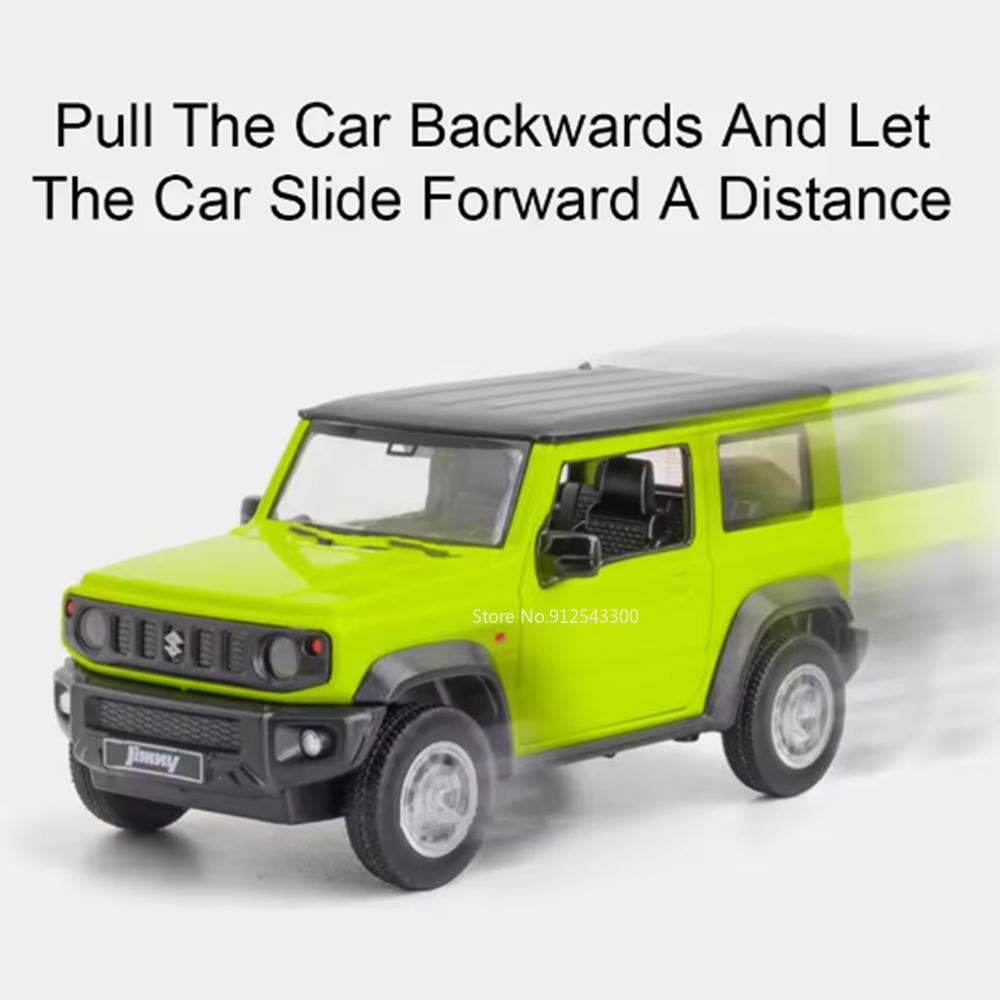 Échelle 1:26 Maquette de Voiture Jouet Suzuki Jimny Son et Lumière de Simulation Pull Back Alliage Moulé Sous Pression Véhicules Tout-Terrain Jouets de Décoration pour Enfants