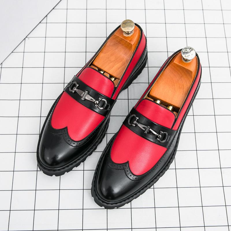 

Brock engraved small leather shoes men s Korean version of work wedding shoes business dress color matching casual suit men s shoes 46