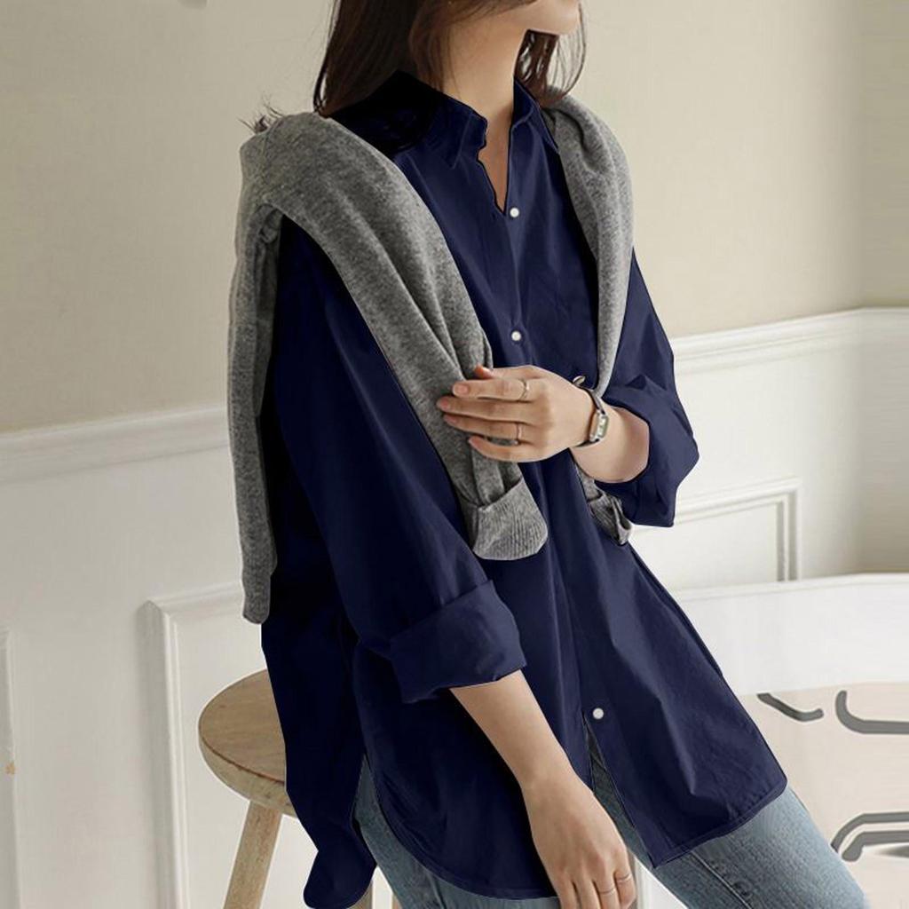 2024 Women's Loose Casual Long Sleeve Irregular Shirt for Autumn/Winter