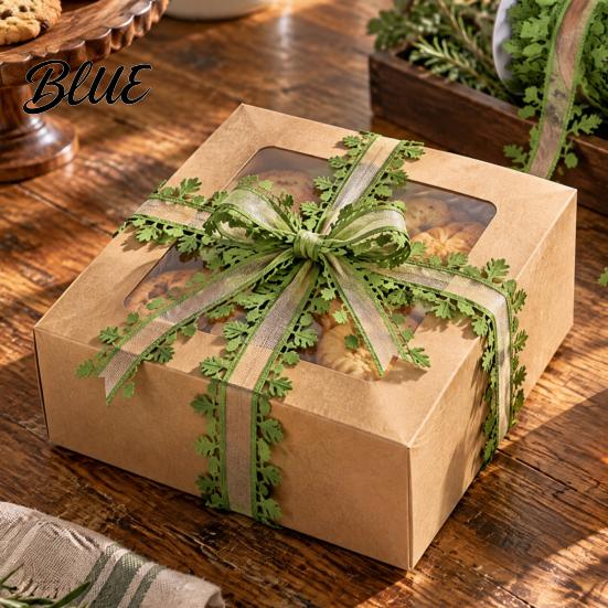 Яркая Зеленая Лента для Поделок с Листьями для DIY и Упаковки Подарков Ширина 1,6 Дюйма Длина 20 м Прочная Тканевая Лента для Поделок Декоративная Отделка Свадебная Вечеринка