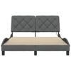 Bed Frame with LED Lights without Mattress Dark Grey 140 x 190 cm Fabric